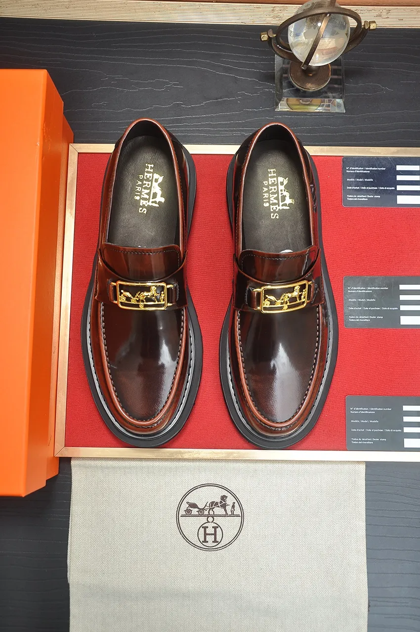 Men's men's shoes 💰720💶【[Hermes HERMES】】(High-end Niuli) New 🍀 HERMES - top version of classic casual leather shoes! Made of imported original cowhide, the inner top layer is comfortable cowhide lining! Original wear-resistant rubber foam outsole! High quality products! Code number 38-45 (45 customized)